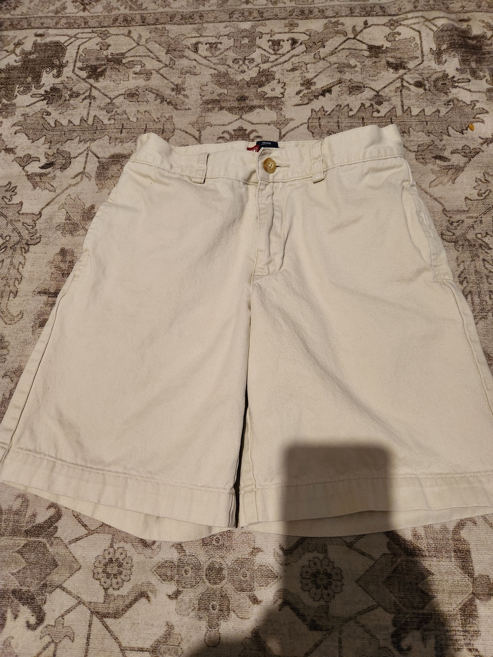 Chaps Cream Flat-Front Cotton Shorts